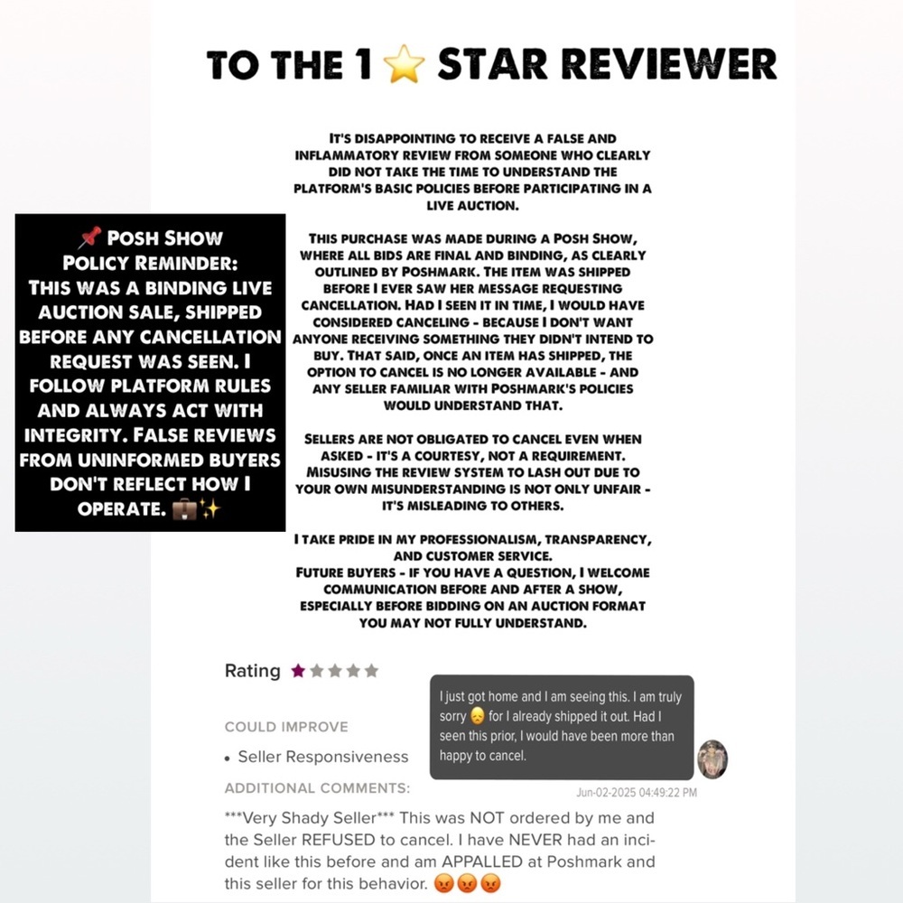 Poshmark Customer & Purchsds Review Response Message